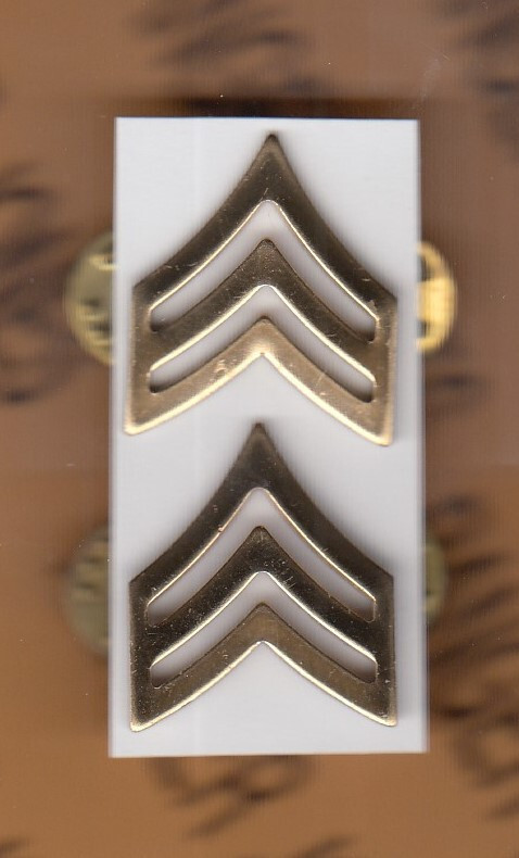 US ARMY Enlisted E-5 SERGEANT SGT Dress uniform rank clutchback badge set pair U