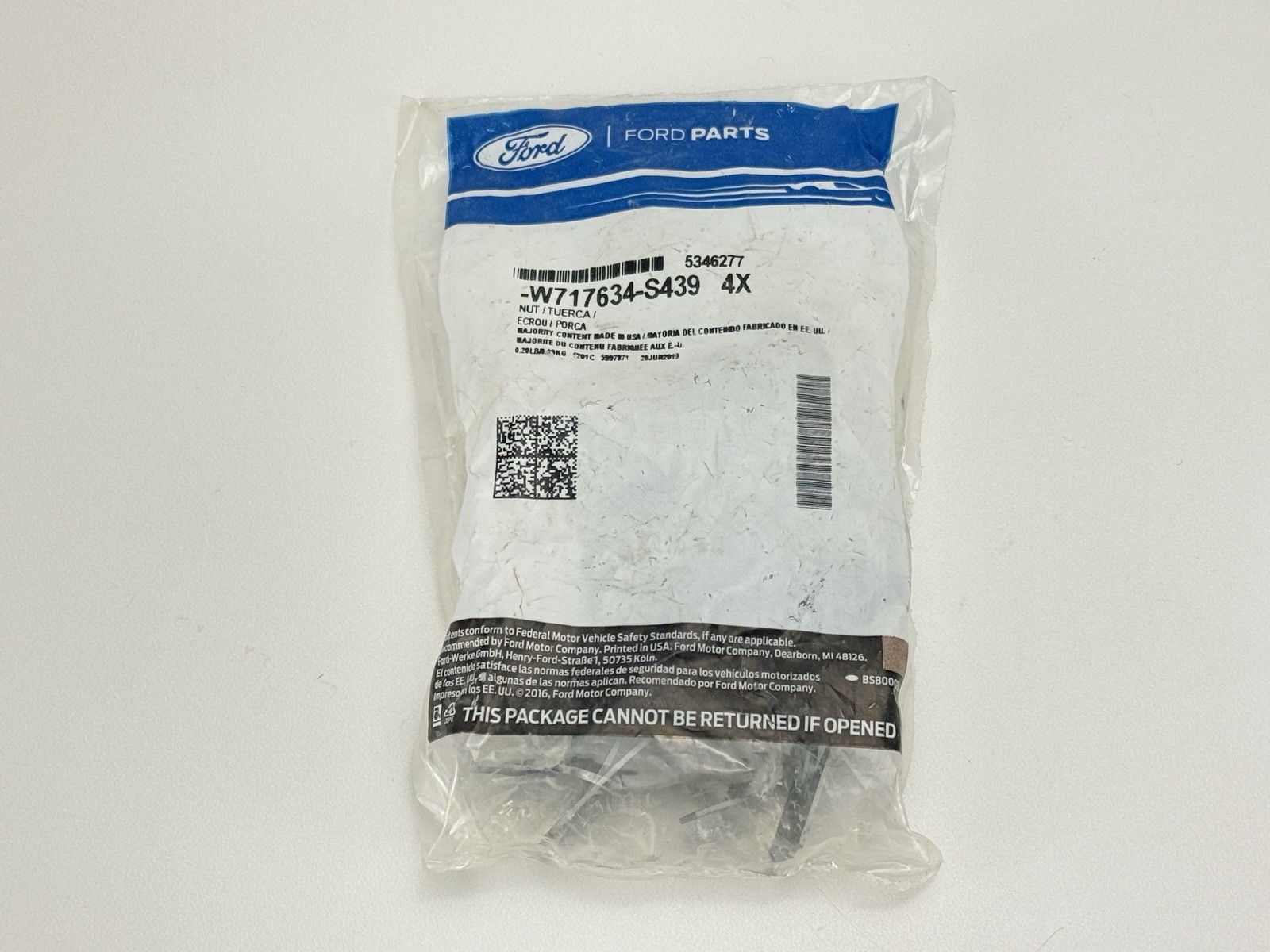 Pack of 4 Genuine Ford Front Shield U-Nut W717634-S439