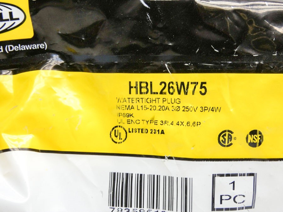 HUBBELL HBL26W75 250V 20A NSMP