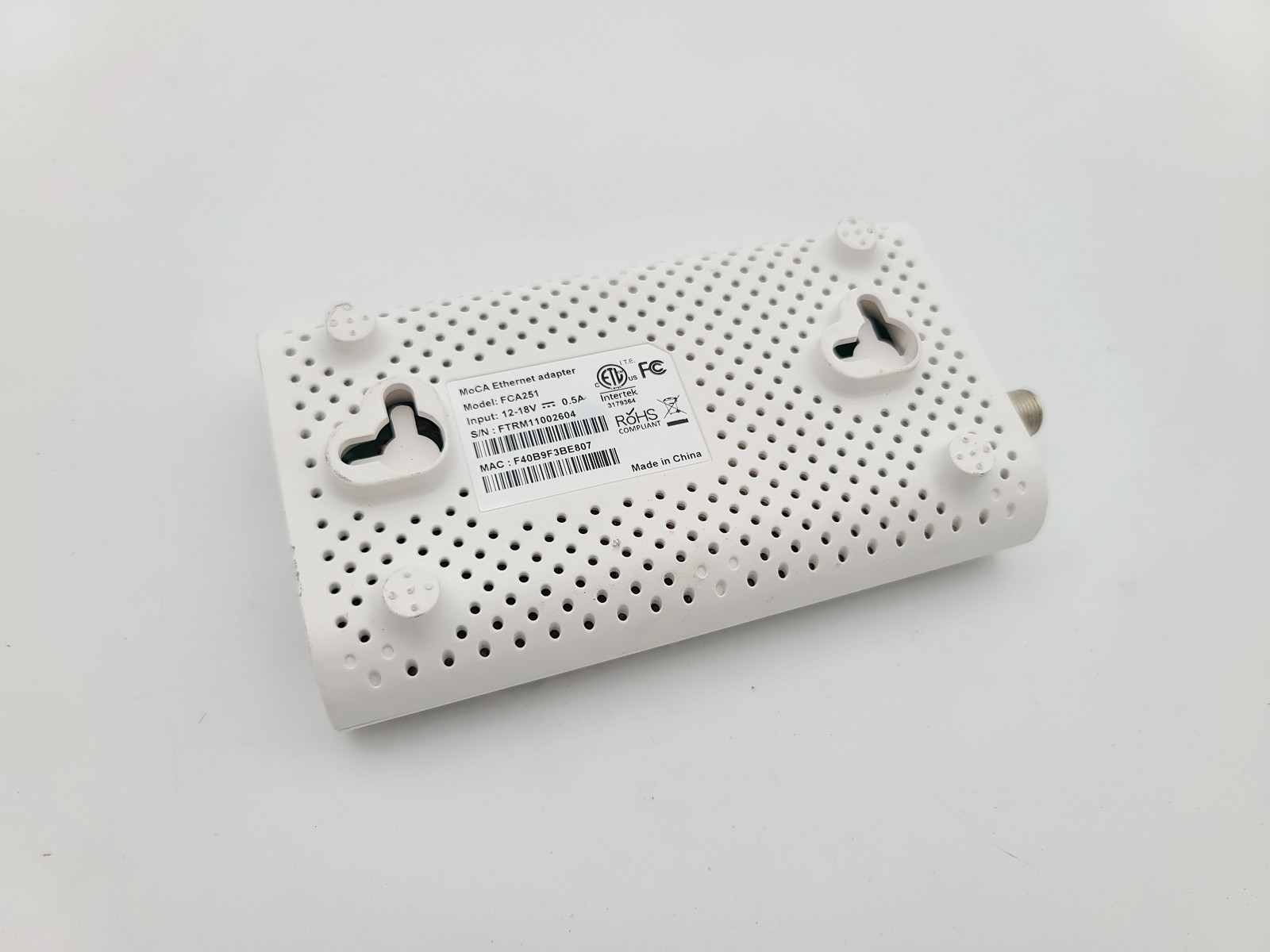 FRONTIER MOCA FCA251 ETHERNET OVER COAX ADAPTER NETWORK BRIDGE DEVICE W ADAPTER