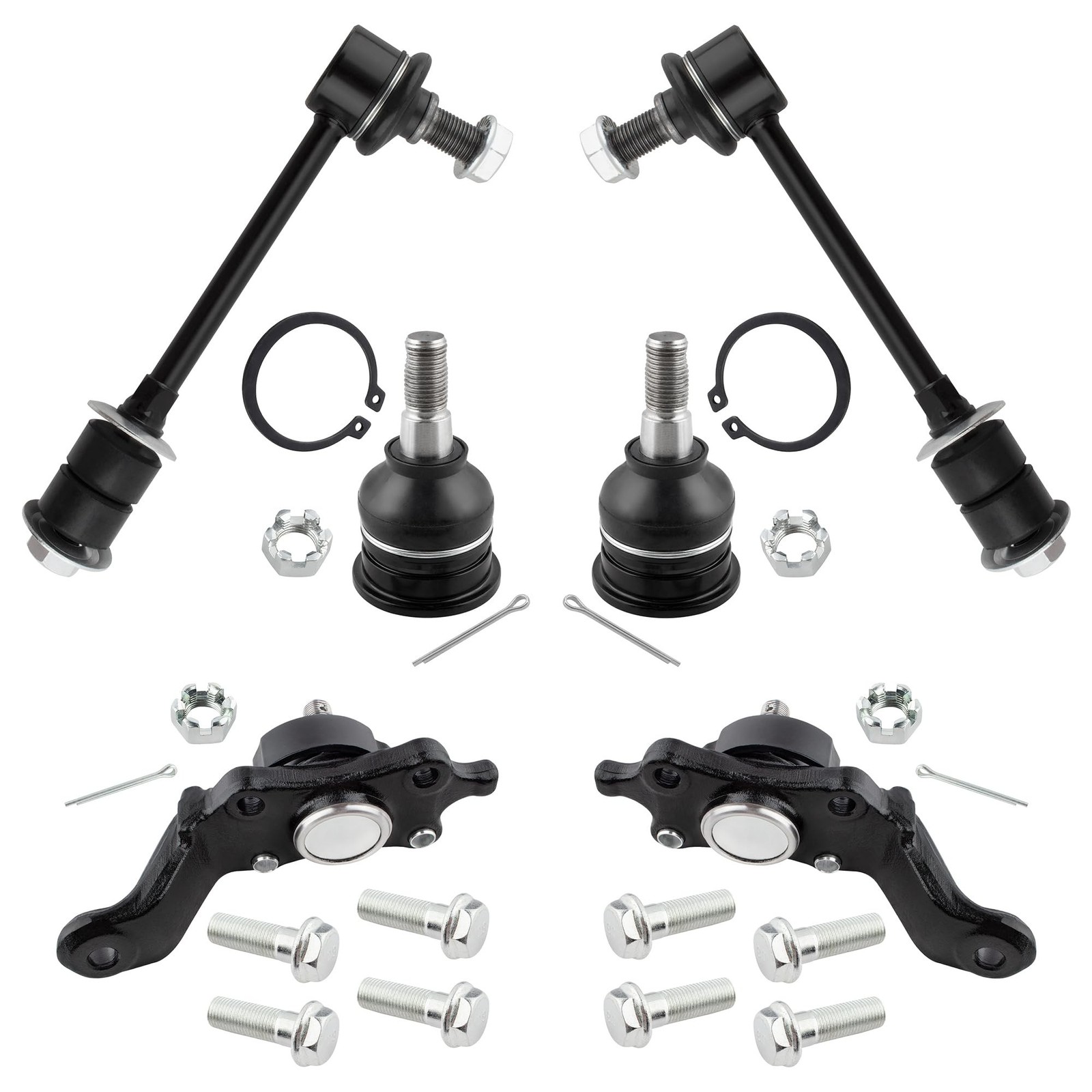 6Pc Suspension Kit Front Stabilizer Bar End Link Sway Bar Links Set + Upper L...