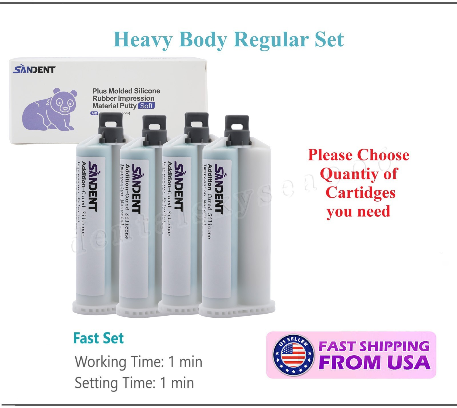 Dental HEAVY BODY REGULAR Set PVS VPS Impression Material 50ML Cartridges
