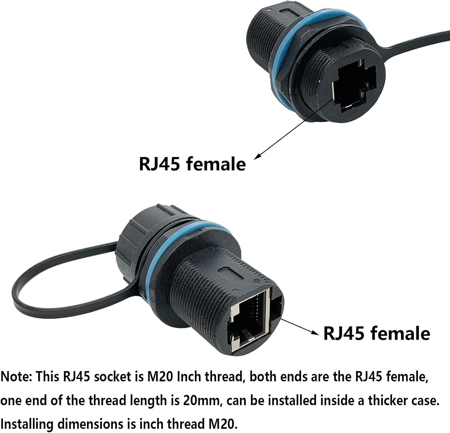 Gold Plated RJ45 Industrial Panel Mount Coupler 6pk