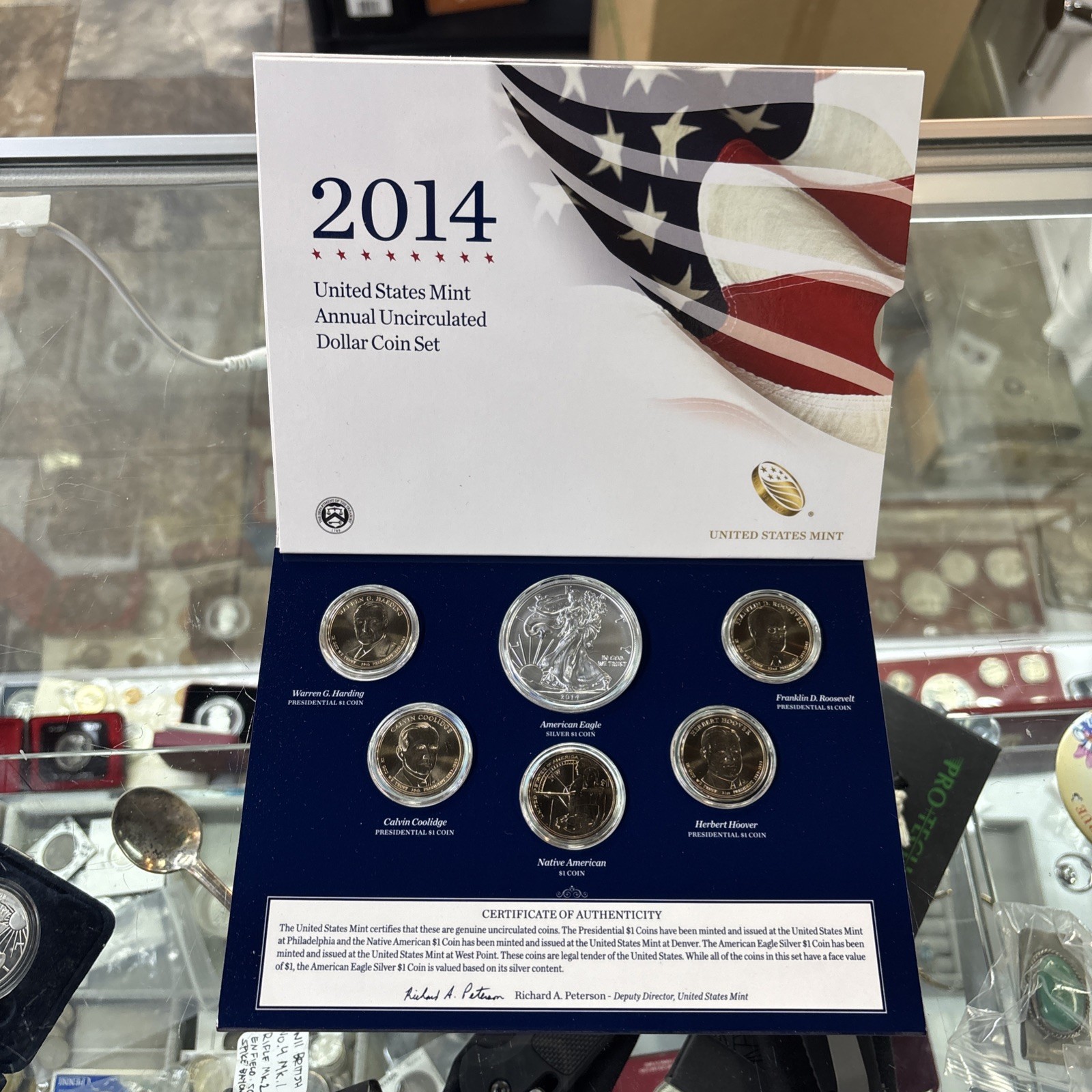 2014 US MINT ANNUAL UNCIRCULATED DOLLAR COIN SET - 6 WITH COA