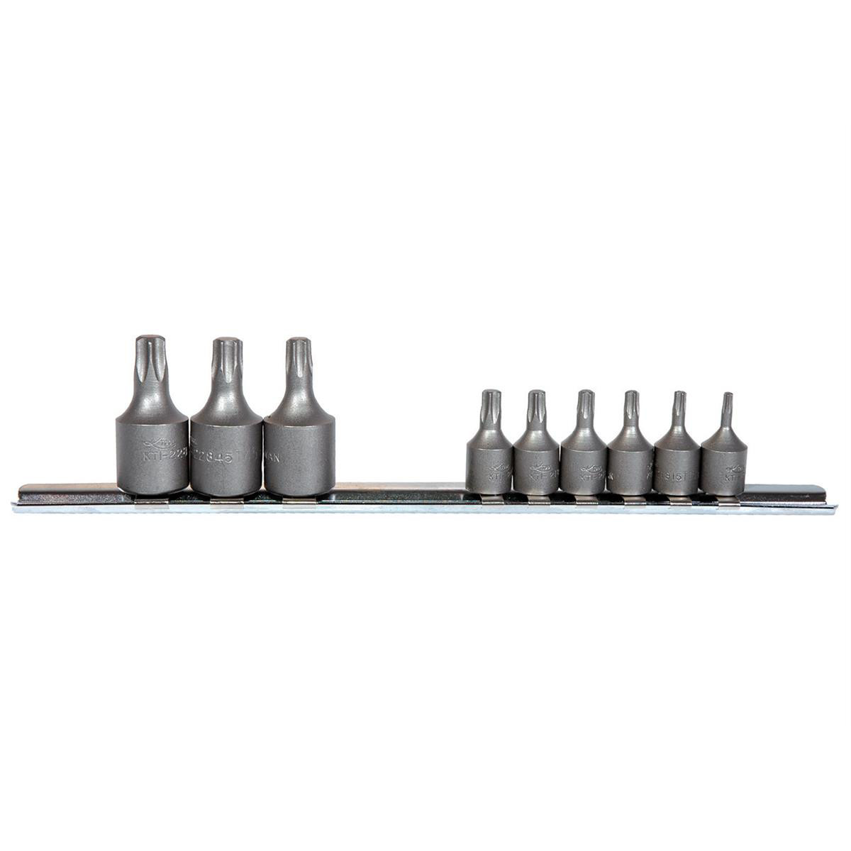 K-Tool 22800 9-pc Internal Torq Socket Set, Carded on Socket Rail