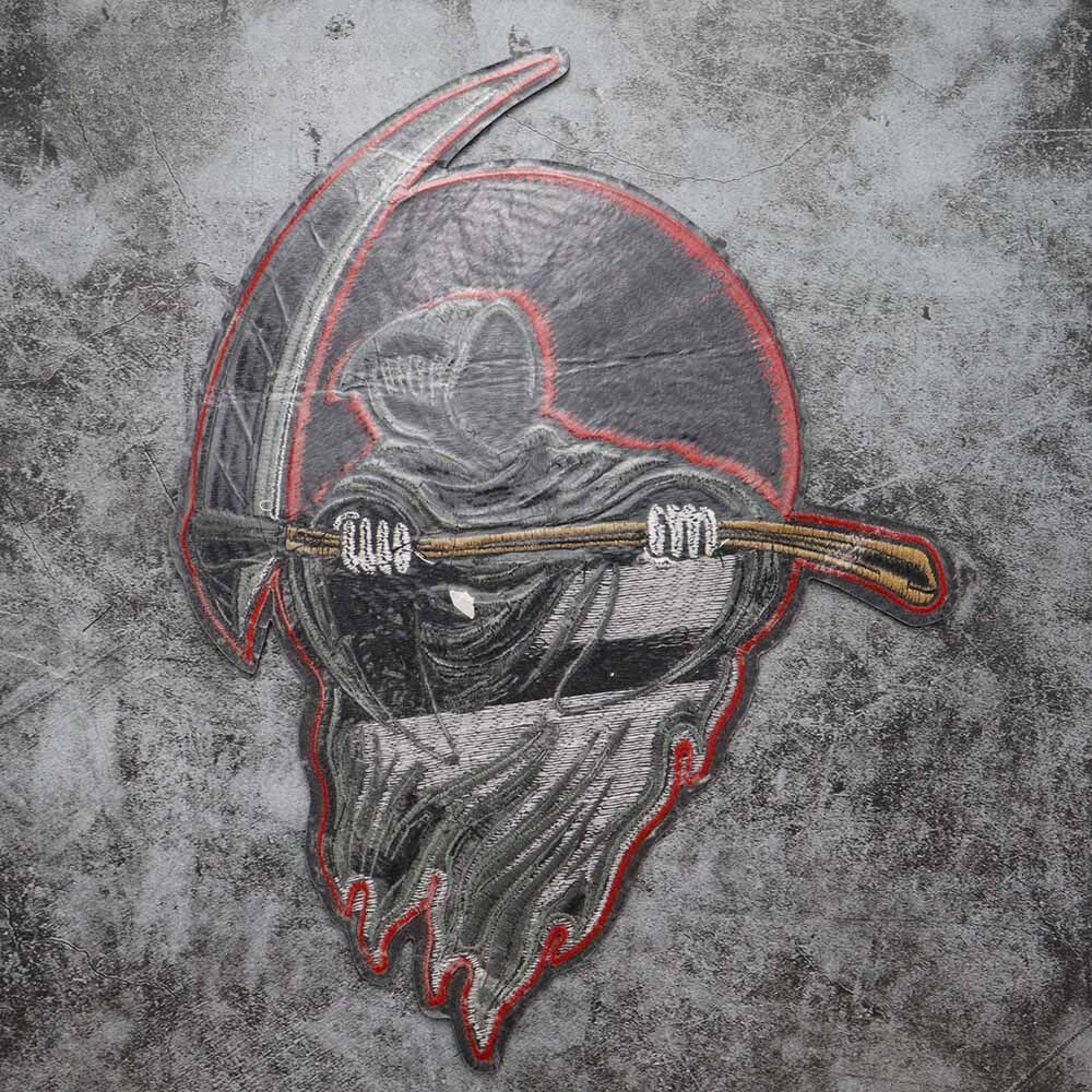 Large Grim Reaper Iron On Patch 33x25cm Embroidered Gothic for Jacket Jeans