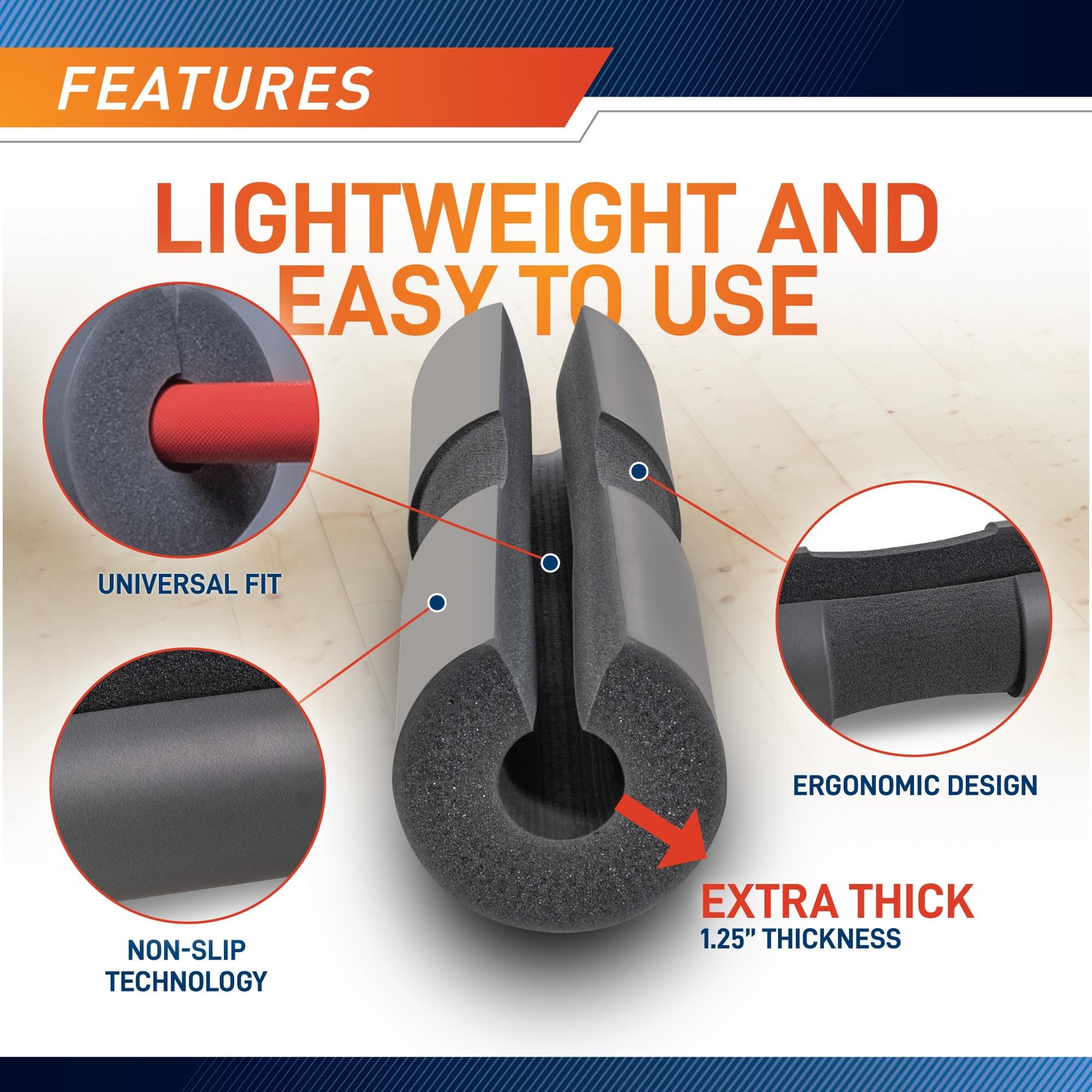 Barbell Squat Pad for Weightlifting, Lunges & Hip Thrusts Comfortable Foam