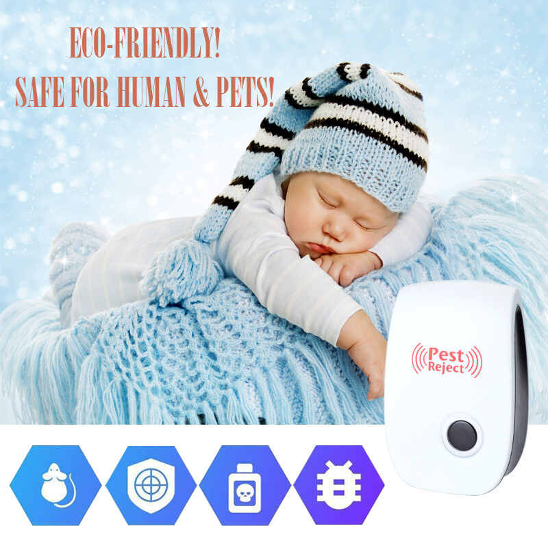 2Pcs Pest Reject Ultrasonic Repeller Home Bed Bug Mites Spider Defender Roaches