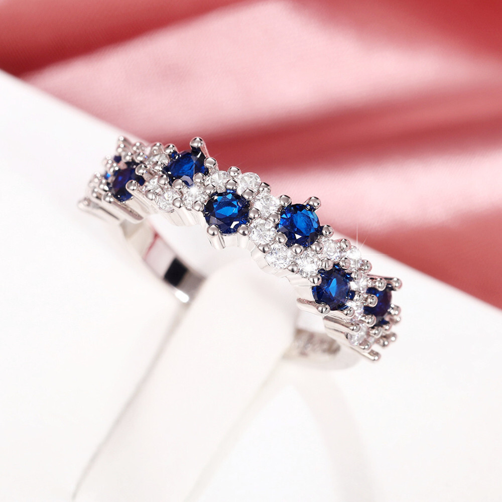 Fashion Wedding Jewelry 925 Silver Plated Ring Cubic Zircon Women Rings Sz 6-10