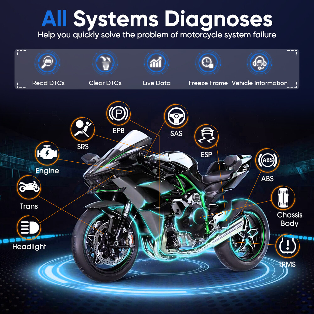 ANCEL MT700 OBD2 Motorcycle All System Diagnostic Scanner Oil Rest ECU Coding