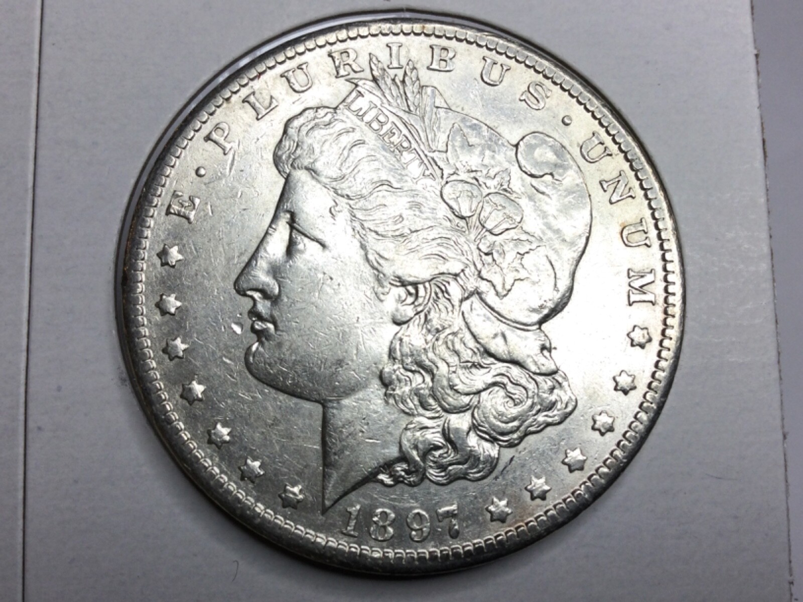 1897-S Morgan Dollar slider in almost uncirculated