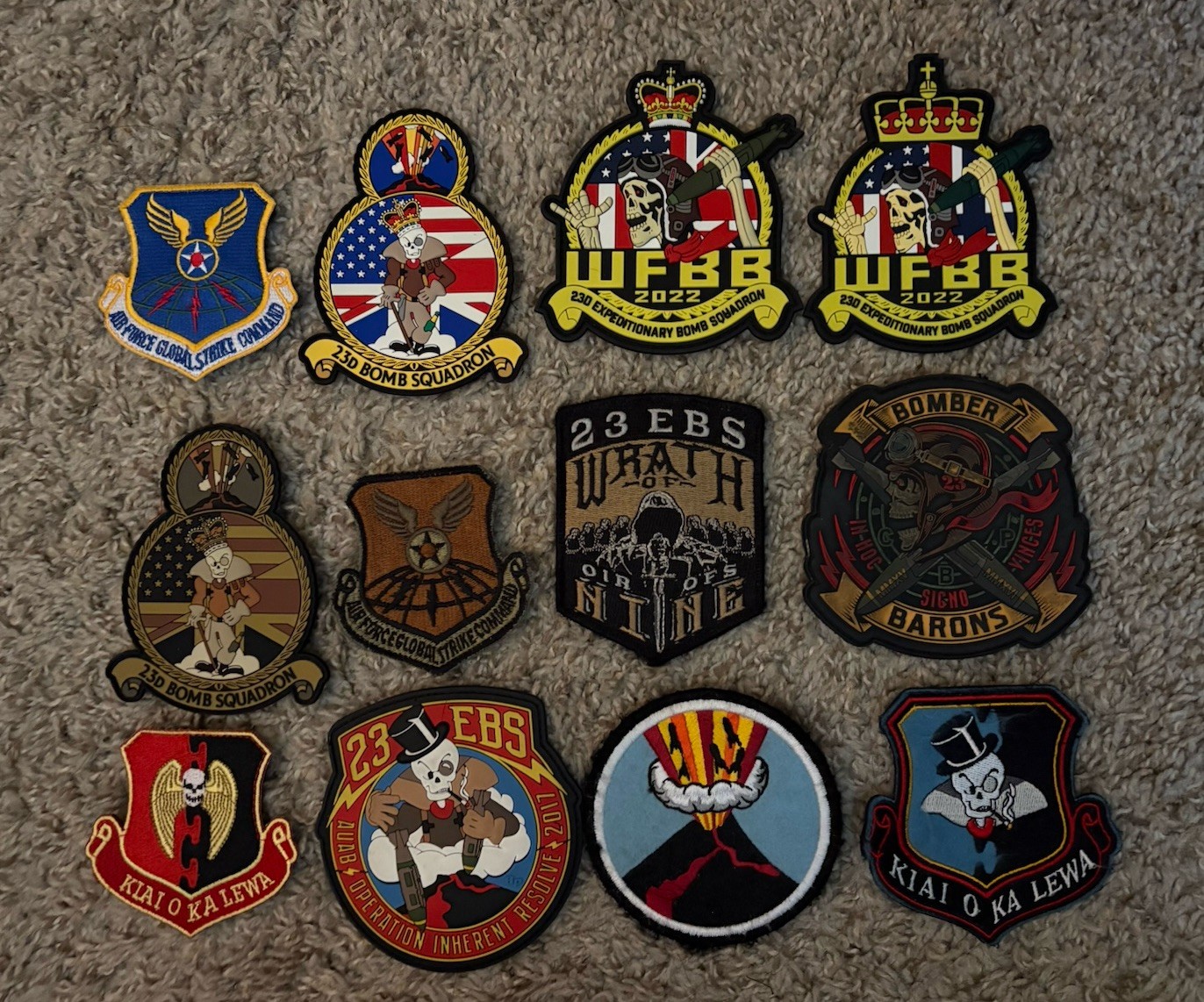 12 USAF Pilot Worn Squadron Patches ~ 23 BS / EBS ( B-52 ) ~ hook / loop