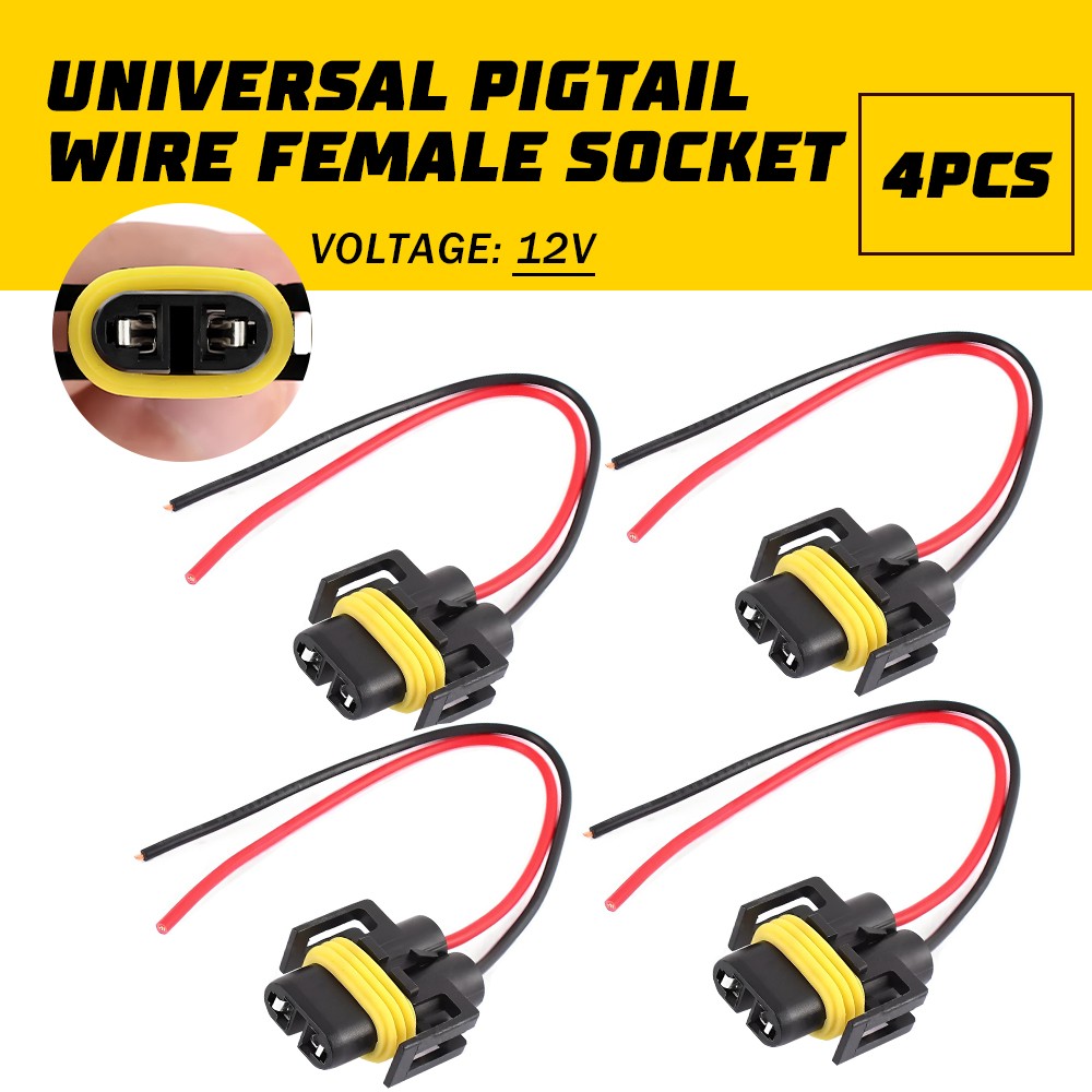 Wire Pigtail Female S H11 Headlight Fog Light Connector Socket Plug Two Harness