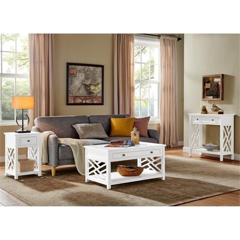 Coventry Wood End Table W/ Drawer & Shelf Modern Versatile Storage Solution New