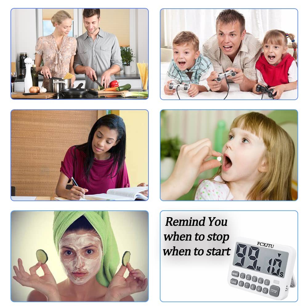 Digital Kitchen Timer, Large Display Countdown/Up Timer with Digits Directly ...
