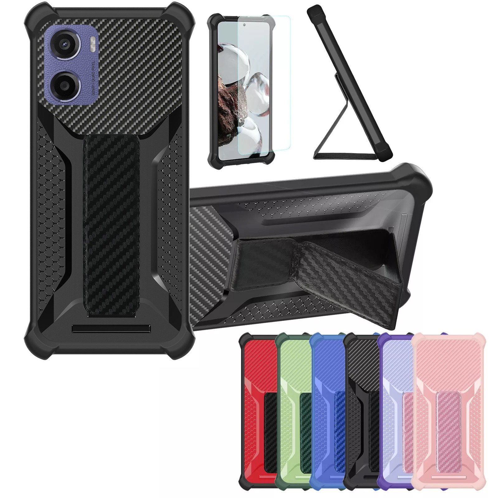 for Motorola Moto E15 Phone Case Cover Glass Screen Protector A1