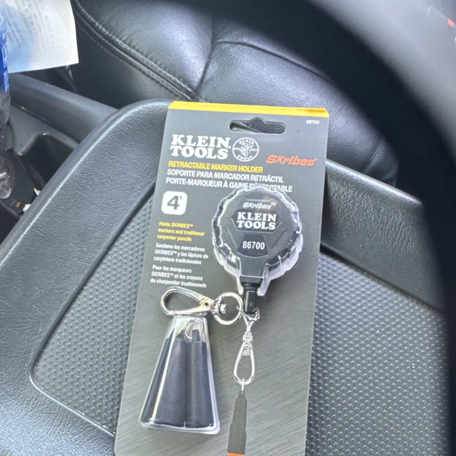 Klein Tools 86700 Retractable Marker Holder 4 in Black Keychain Clip