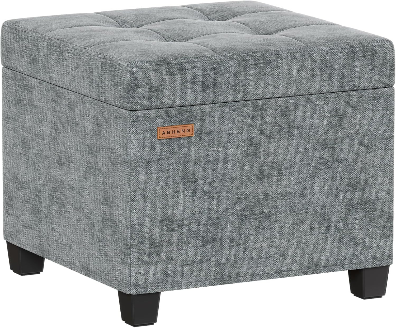 Chenille Cover Steel Frame Ottoman with 48L Storage,17.7" X 17.7" X 17.7" Square