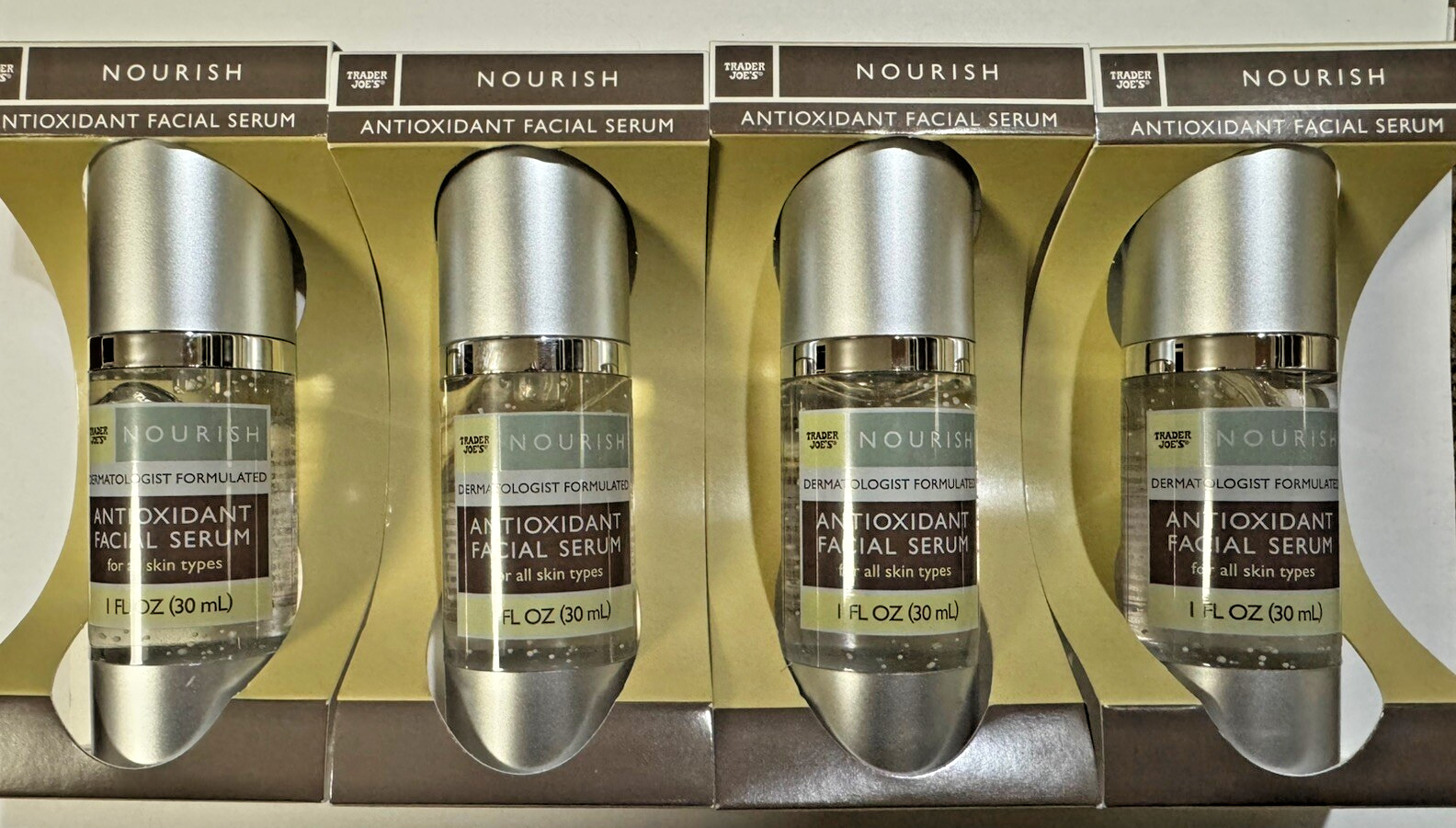 Trader Joe's Nourish Antioxidant Facial Serum (4 Bottles) Vitamin E & Resveratol