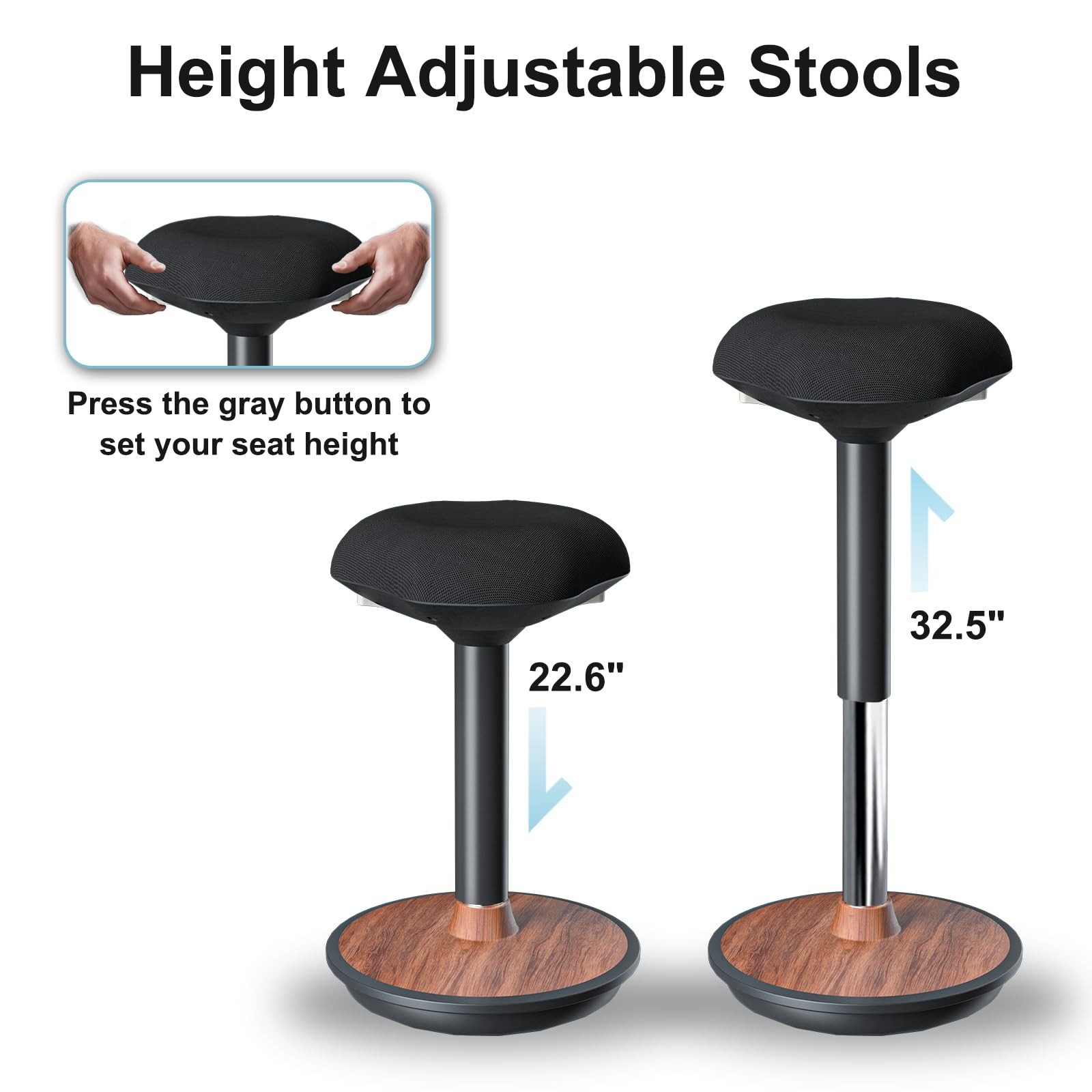 Adult Wobble Stool - Anti-Fatigue Standing Desk Stool with 360° Rocking Non-S...