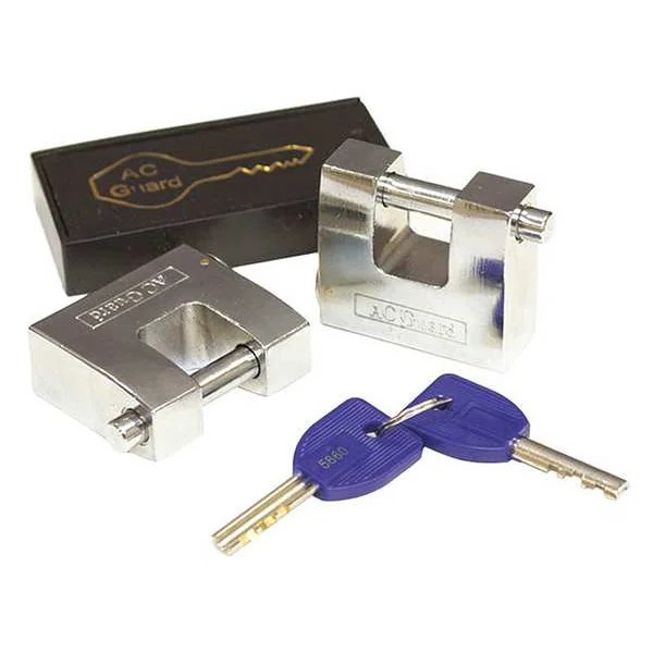 AC Guard ACL Keyed Padlock 2" Square Silver 5ULD5 with 2 Keys and Hidden Box