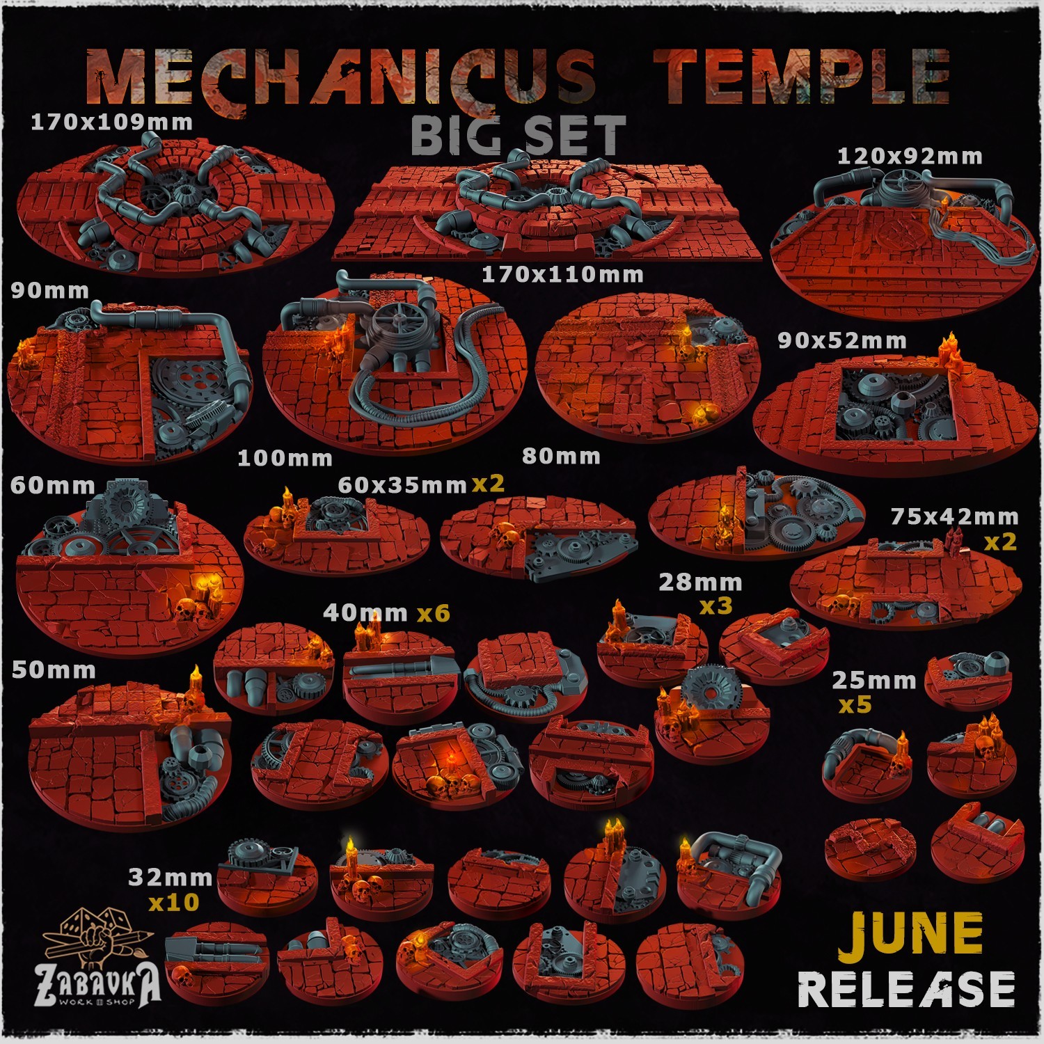Mechanical Temple - Scenic Bases Wargame & RPG Miniatures 16k Resolution Zabavka
