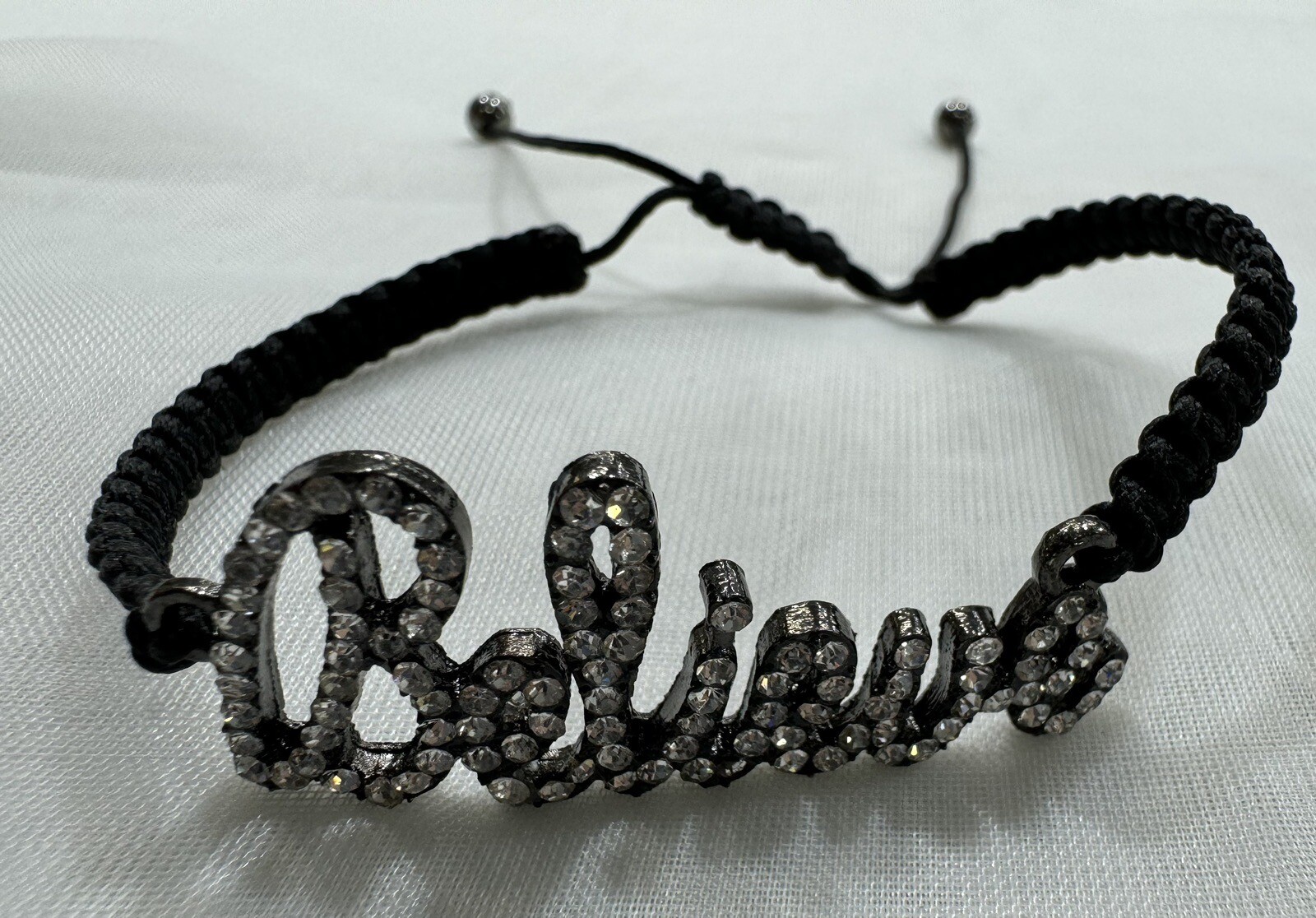 Handmade Unique 4”~7” Adjustable Believe Bracelet with Crystal
