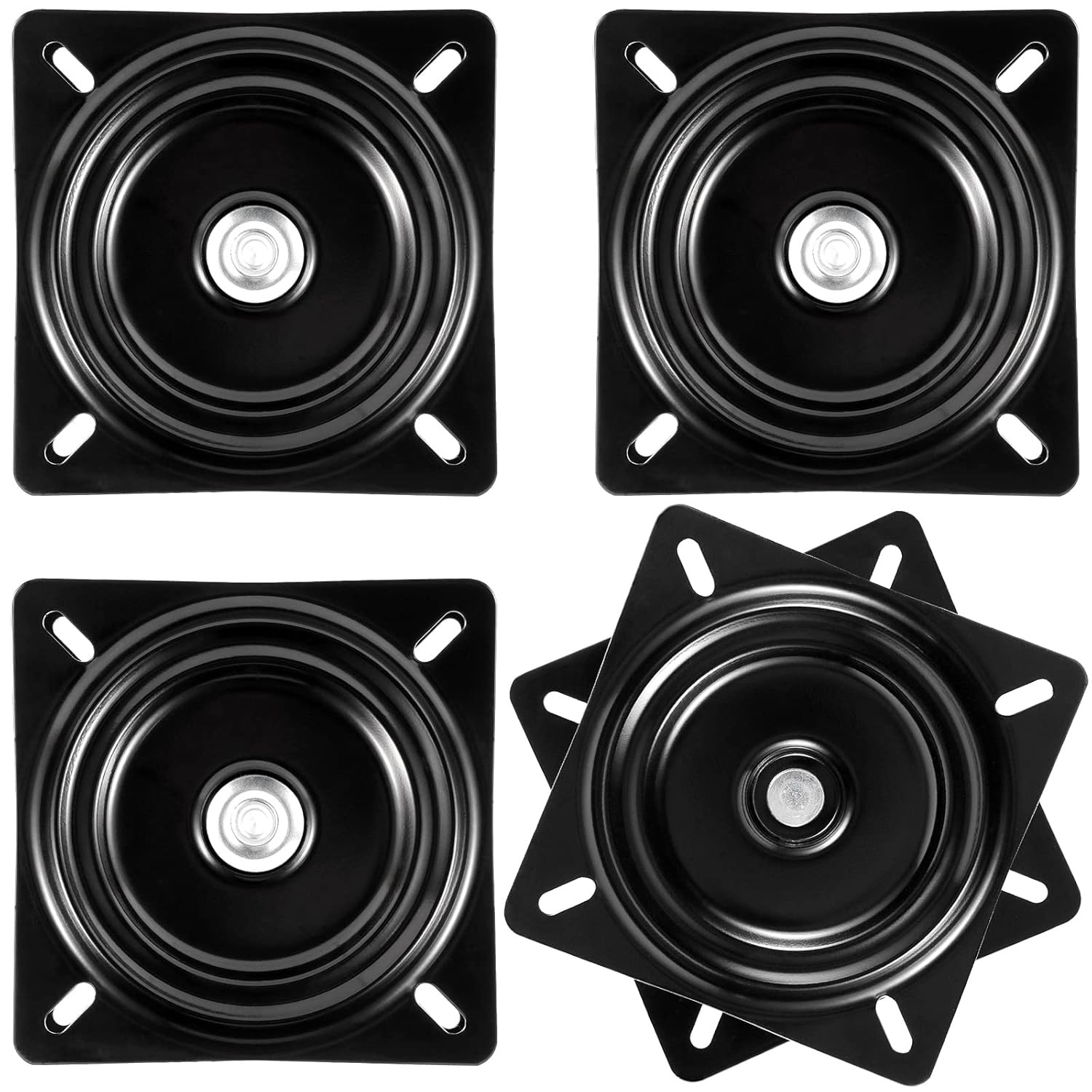 SINJEUN 4 Pack 6 Inch Heavy Duty Bar Stool Swivel Plate, Square 360° Swivel Ball