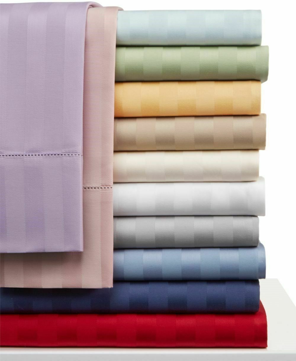 SOFT 1000-1200 TC 100% COTTON 6 PCs SHEET SET STRIPE COLORS US QUEEN
