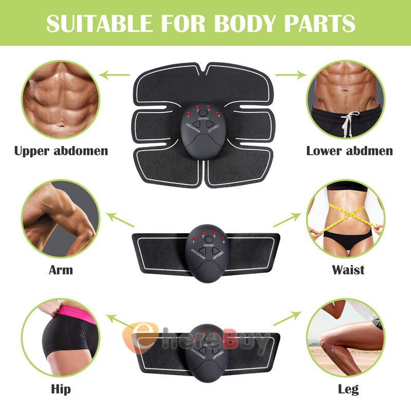Rechargeable - EMS Abs Trainer Arms & Hips Muscle Stimulator Abdominal Training