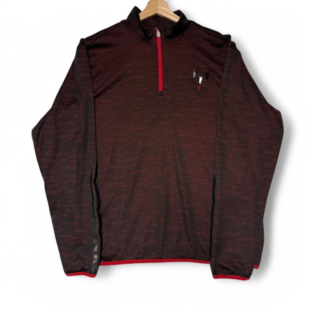 Adidas Messi Pullover Men's Size XL Red Burgundy Quarter Zip Long sleeve