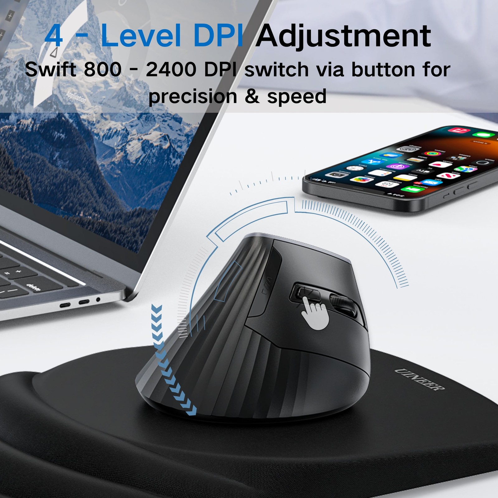 Ergonomic Bluetooth 5.0/4.0 Mouse 2.4GHz Vertical Wireless USBA PC Laptop