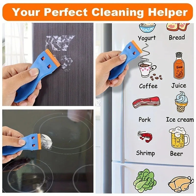 Plastic Car Sticker Remover Scraper Tool & 10 Blades Glass Window Clean