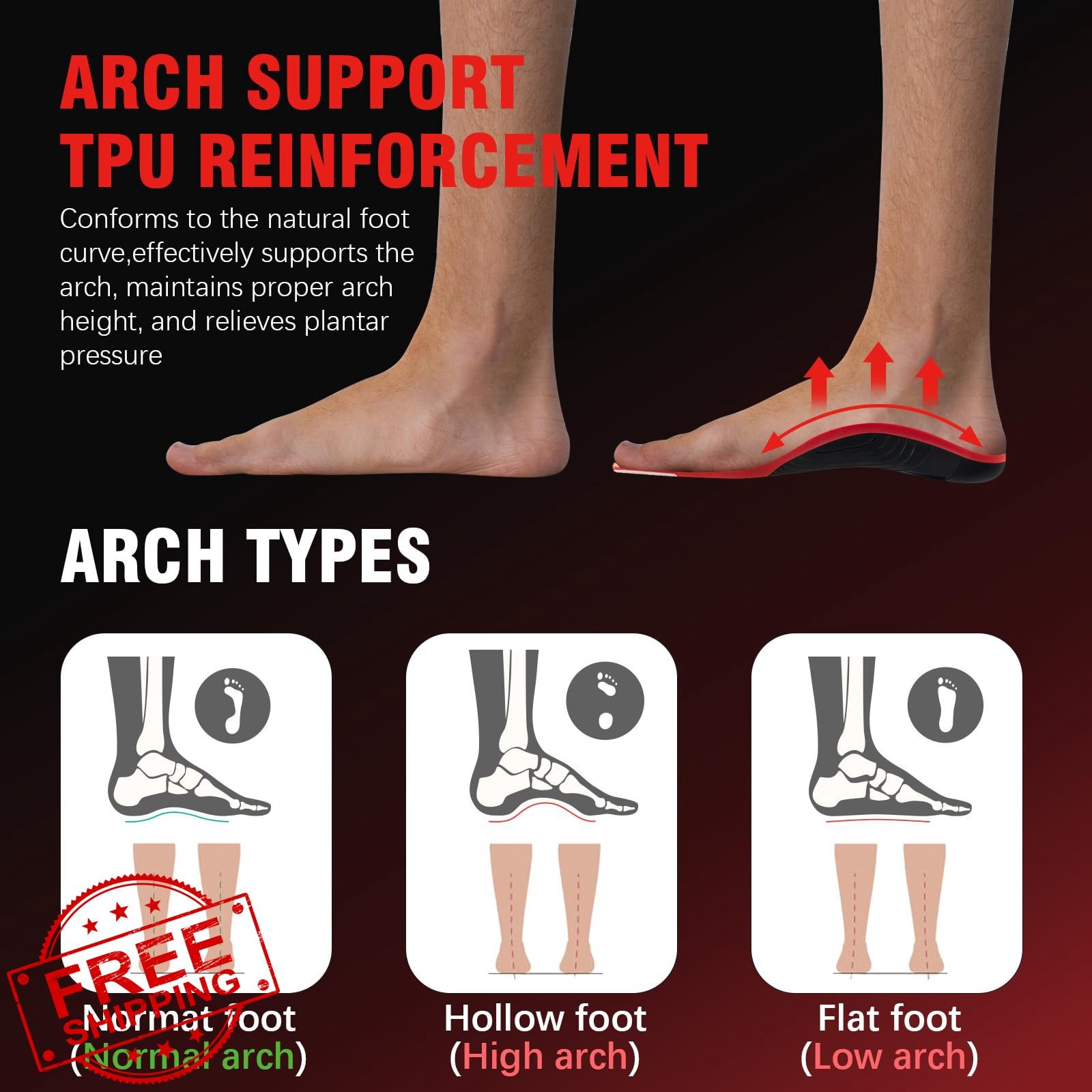 Arch Support Insoles M Men Women Plantar Fasciitis Flat Feet