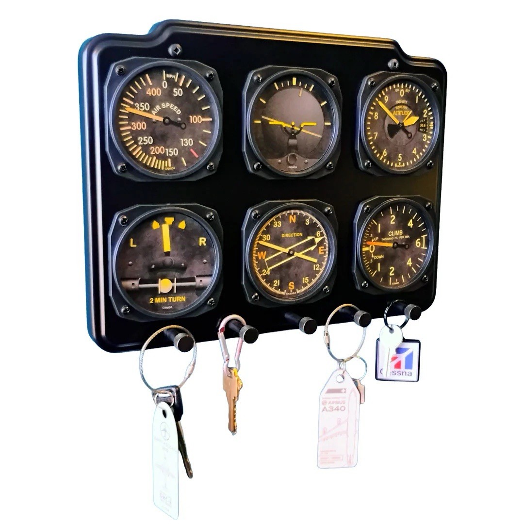 Vintage Cockpit Inspired Keychain Rack - Black (NEW)