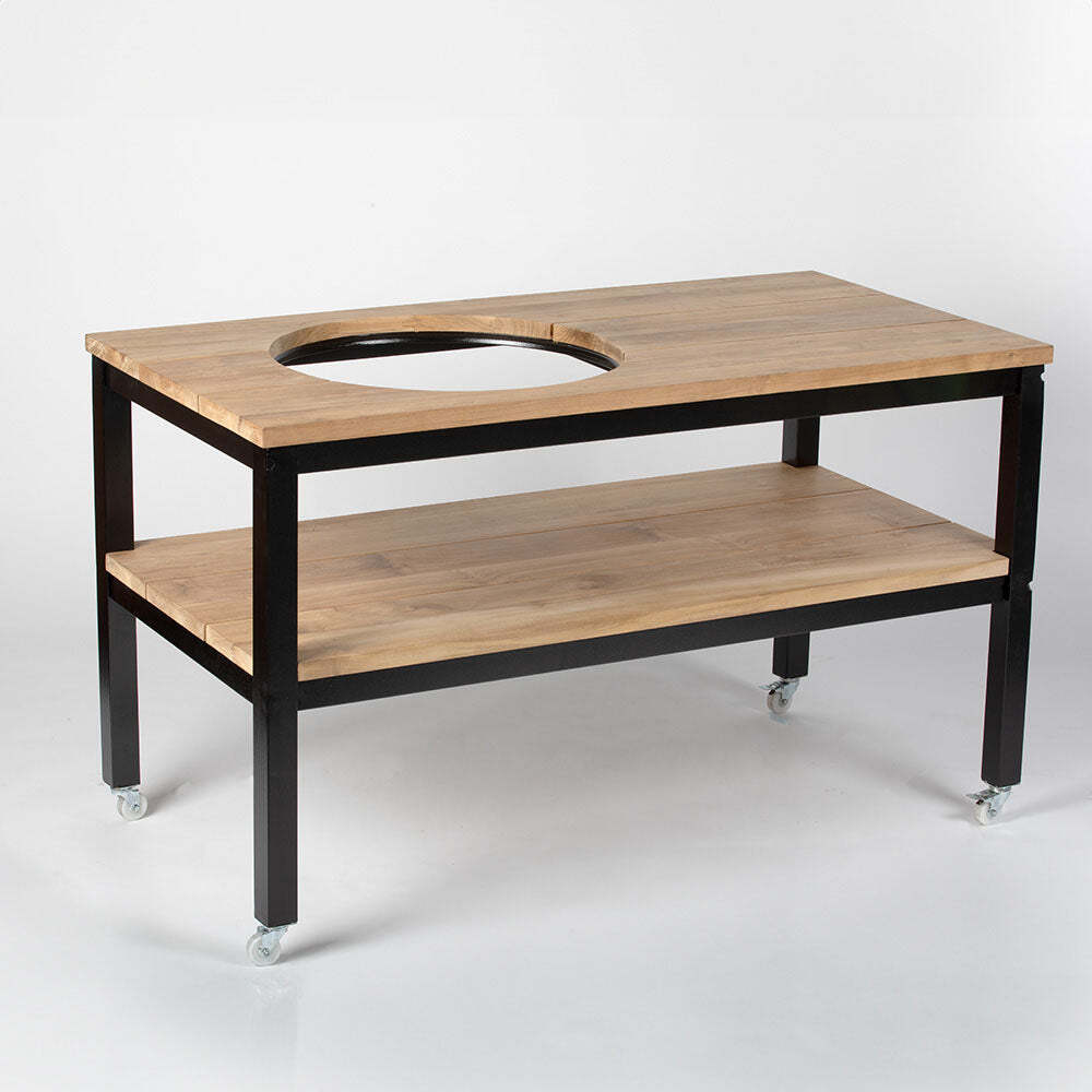 Ash & Ember Grade A Teak Ceramic Grill Table, Weather Resistant Grill Stand