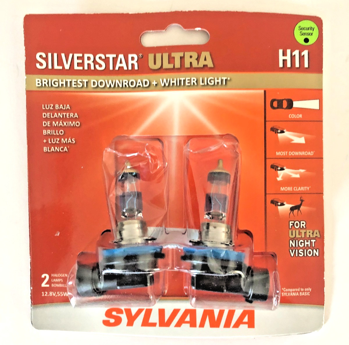 Sylvania H11 SilverStar ULTRA High Performance Headlight Pair Set 2 Bulbs 6273