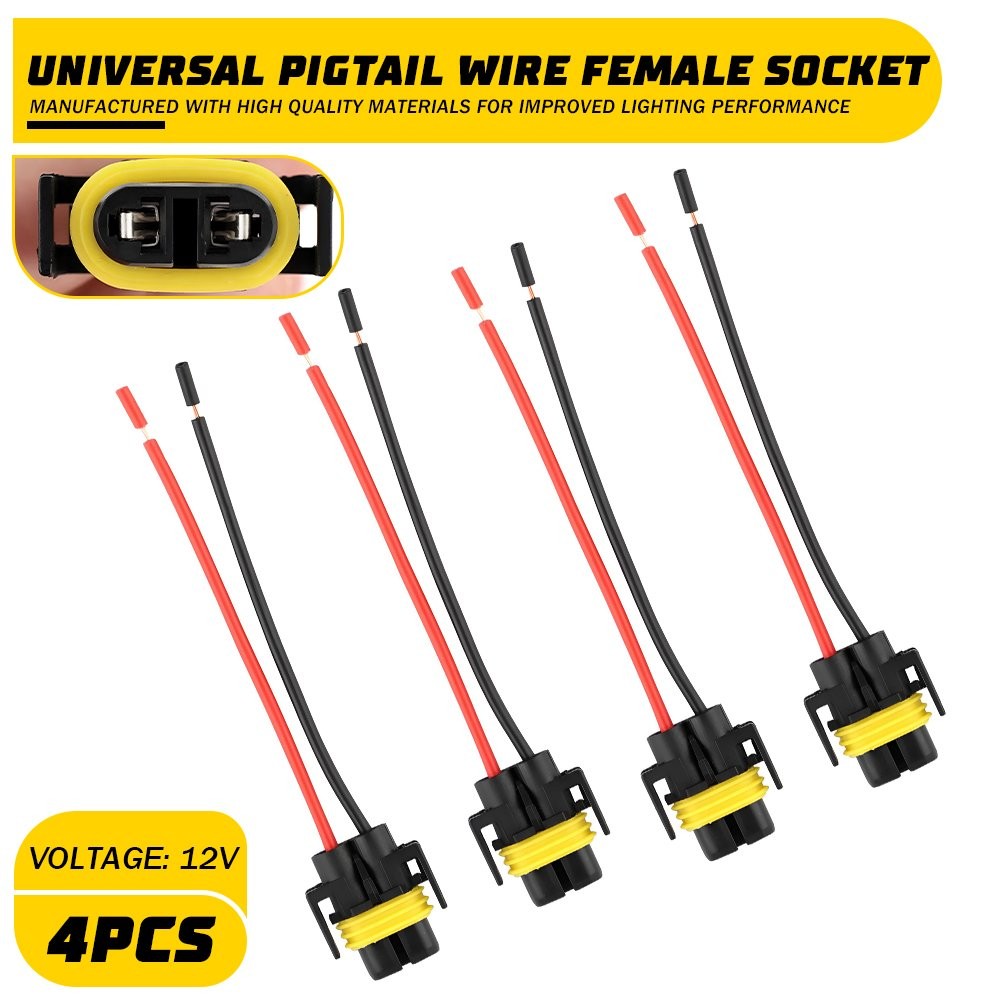 4PCS For Fog Light Bulb Lamp Connector Socket Plug Wire Pigtail Female S H11