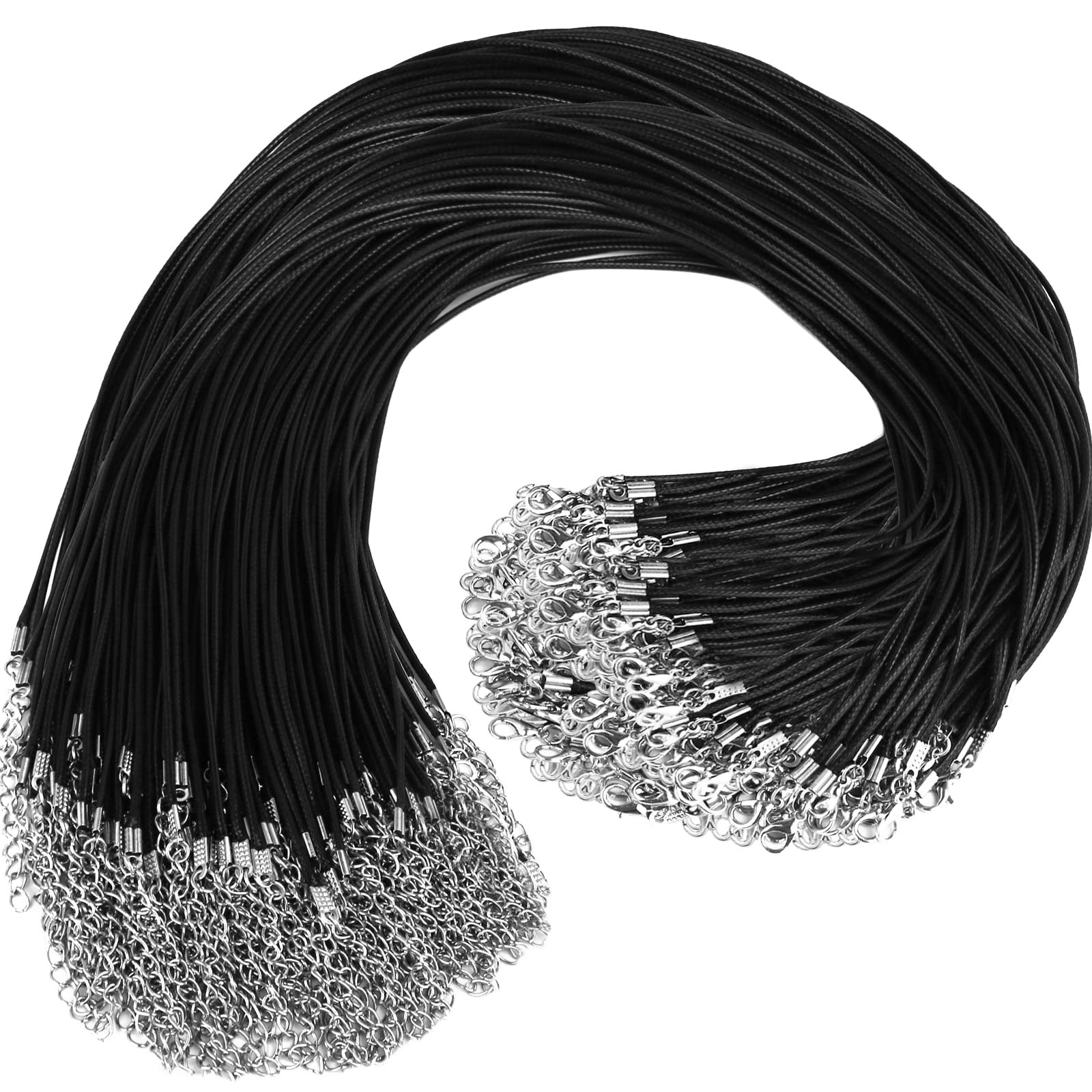 100Pcs Premium Leather Necklace Chains Bracelet Cord with Clasps for Pendants, B