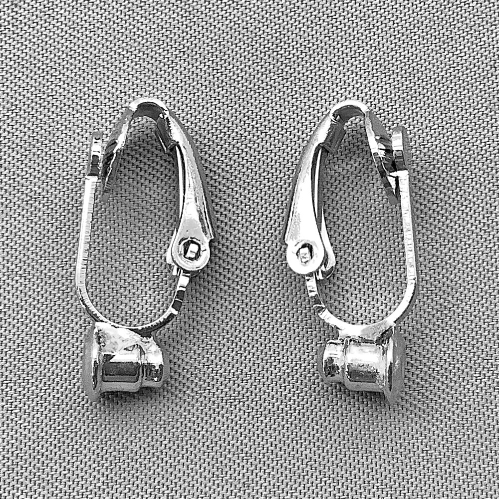 Clip On Post Converter Earrings 19x10mm Platinum Plated Brass Q6 Pair Per Pkg