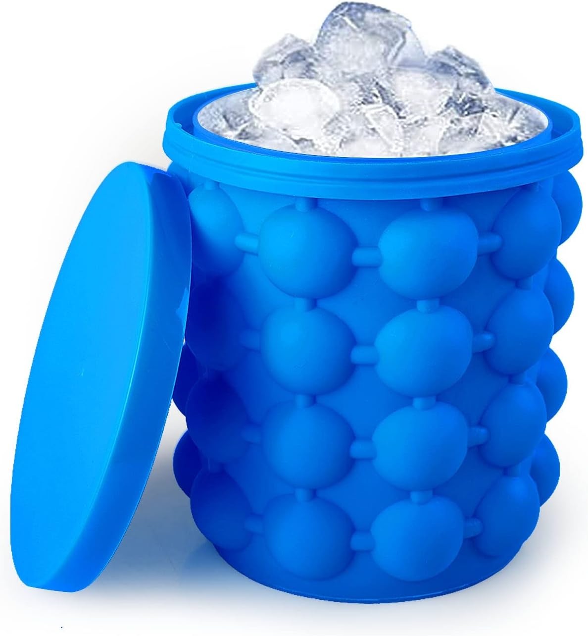 Ice Cube Mold Silicone Ice Bucket Ice Cup W/ Lid 2 in 1 Press Type Easy-Release