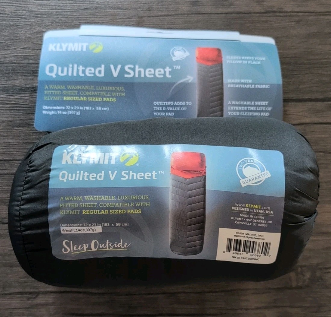Klymit V Sheet for your Static V Sleeping Pad Quilted 72x23 in NEW IN PACKAGE