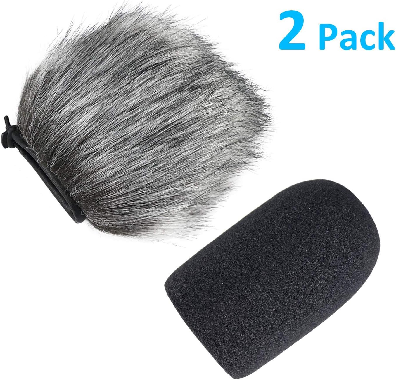 SUNMON Windscreen and Foam Cover, 2-Pk Microphone Wind Muff for Audio NEW (5B)