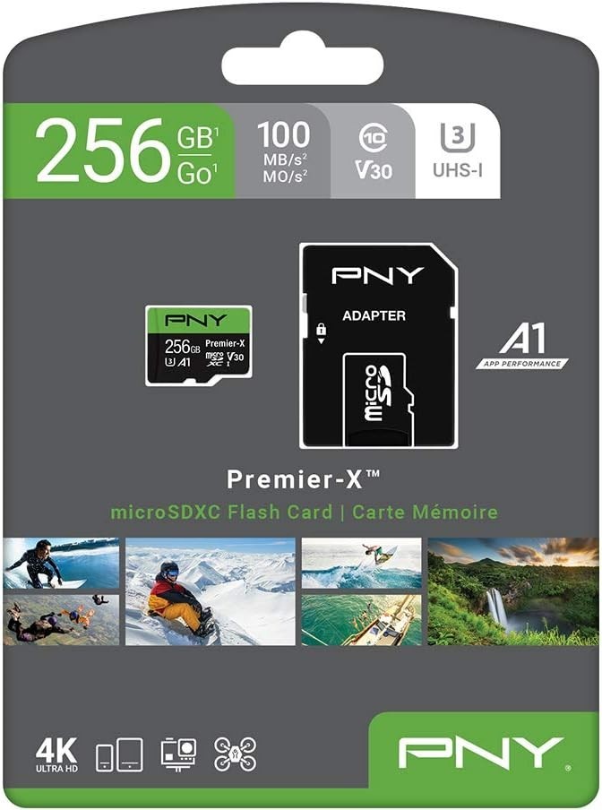 256GB Premier-X Class 10 U3 V30 microSDXC Flash Memory Card - 100MB/s, Class ...