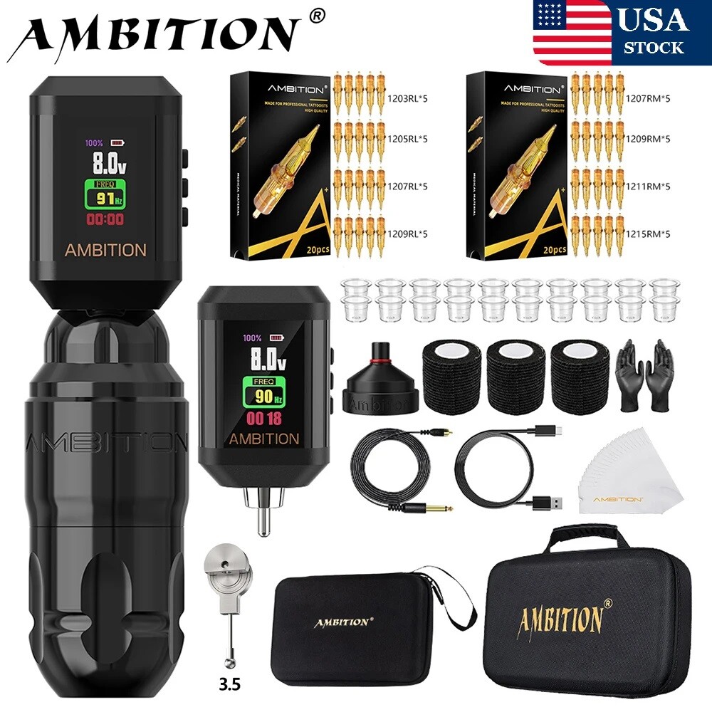 Ambition Lutin Kit 2024 Design Straight Rod Tattoo Machine Pen Stroke 3.5mm 4.0m