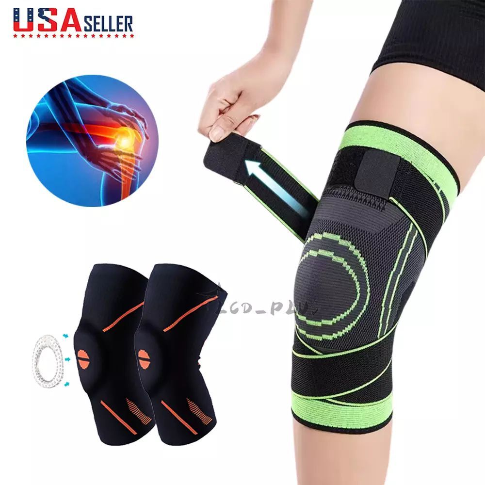 2pc Knee Sleeve Compression Brace Support For Sport Joint Pain Arthritis Relief