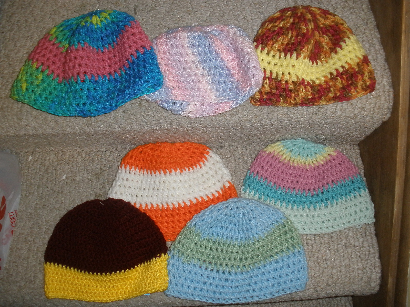 7 NEW handmade beanie hats croucheted