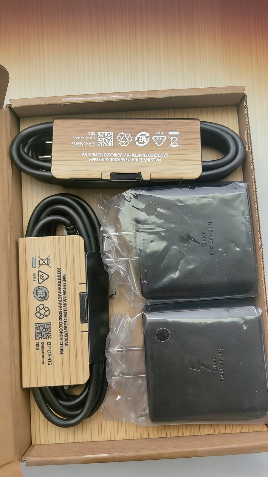 (Lot of 2 Sets) Samsung 45W Super Fast Charge AC Adapter + USB-C Cable - Black