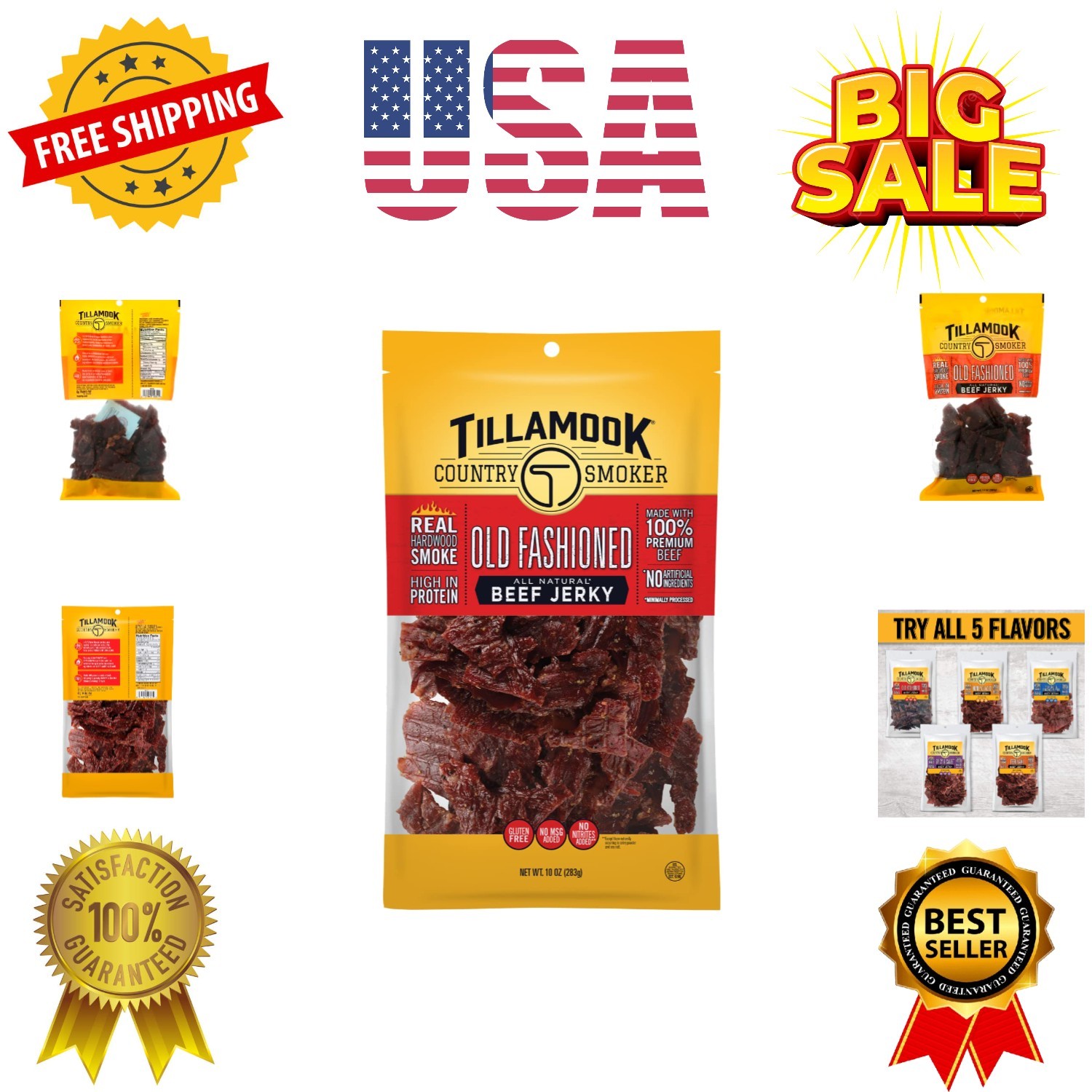 Real Hardwood Smoked Beef Jerky, Old Fashioned, 10 Ounce