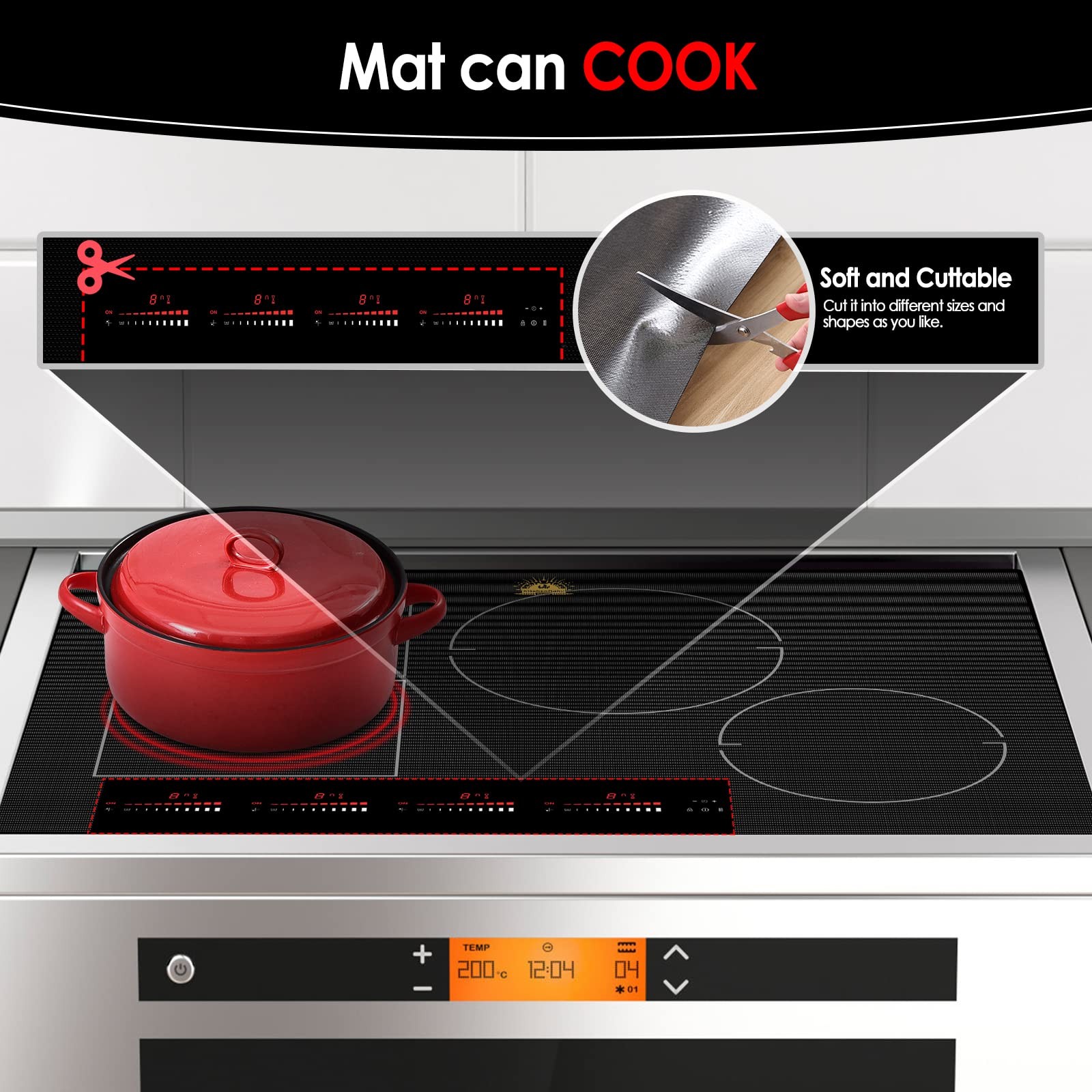 Large Induction Cooktop Protector Mat 21.2x35.4 inch, Translucent Black